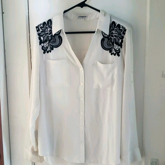 Express Tops - Women's Sheer Off-White Express Blouse